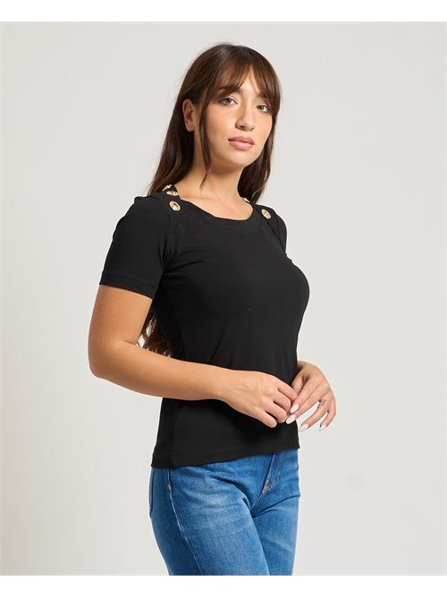 T-shirt donna Gaelle Paris con bottoni sulle spalle GAELLE PARIS | GAABW08325NE01